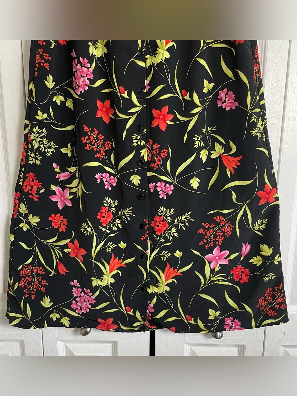 Jaclyn Smith Floral Maxi Skirt Women’s XL Black Colorful VTG 90s Pull On Elastic - Picture 5 of 13